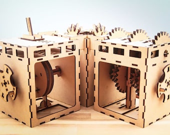 Modelo de autómata: 7 mecanismos mecánicos - Archivos de corte láser (descarga digital)