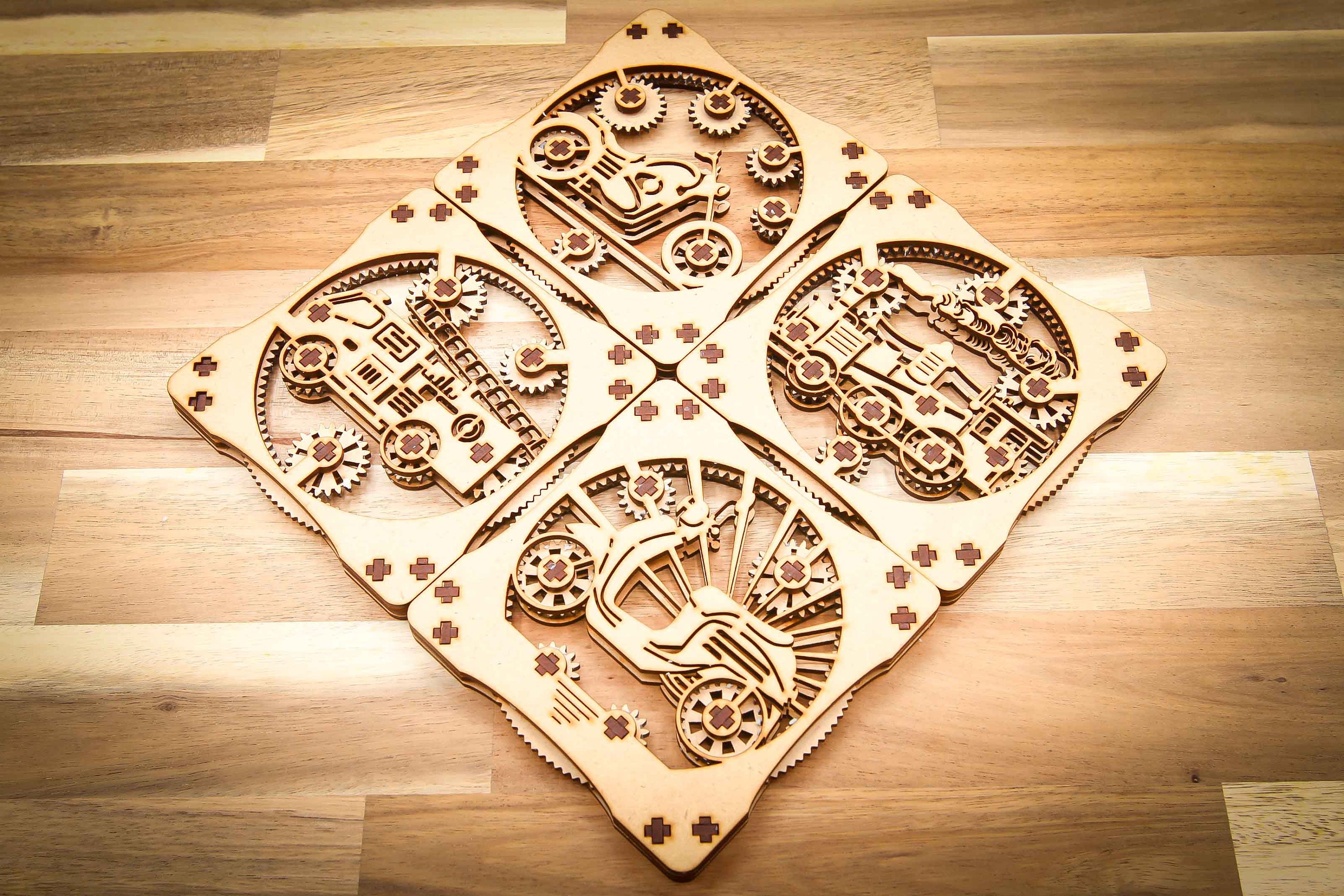 DIGITAL FILE - Set 8 Kinetic Coasters - Laser Cutter Files +