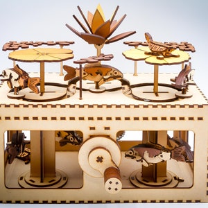DIGITAL FILE - The Pond and Frozen Pond Automata - Moving Kinetic Sculpture - Laser Cutter - Instructions Included - 2 Designs included