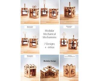 Modular Mechanical Mechanisms - Set of 7 mechanisms - Digital Files - educational projects - Build your own automata models!