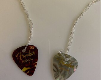 Brass Guitar Pick Necklace or Keychain Etched With a Cat Silhouette