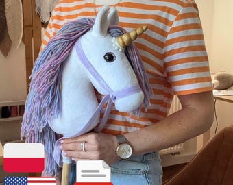 Unicorn Hobby Horse Sewing Pattern PDF, DIY Stick Horse Pattern, Beginner Photo Tutorial