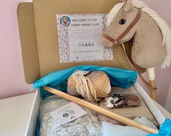 Hobby Horse Sewing Kit with Printed Pattern – Stick Horse DIY Set, Gift for a Creative Person