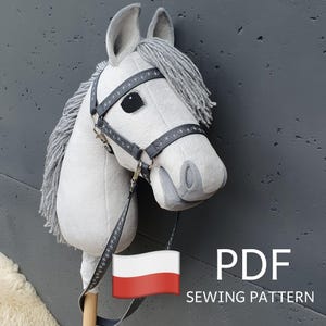 Polish: Hobby Horse Silver PDF sewing pattern and tutorial, DIY Stick Horse pattern, Gift for a creative person, How to make a toy for kids