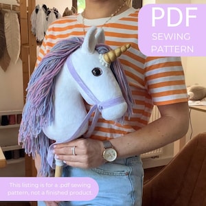 Stuffed Unicorn Hobby Horse "ISKIERKA" Sewing Pattern: DIY Plush Toy (PDF)