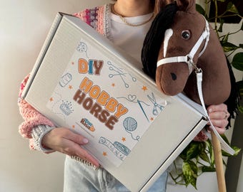 Craft Hobby Horse Sewing Kit: Brown Stick Horse with a black mane, Bridle Accessories