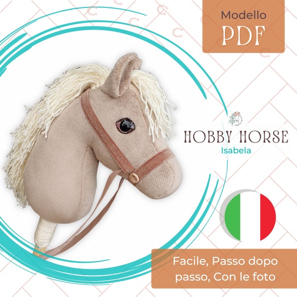 Italian: Hobby Horse sewing pattern, Stick pony tutorial for beginer, Cute plush animal pattern, Horse on a stick PDF, Activities for kids