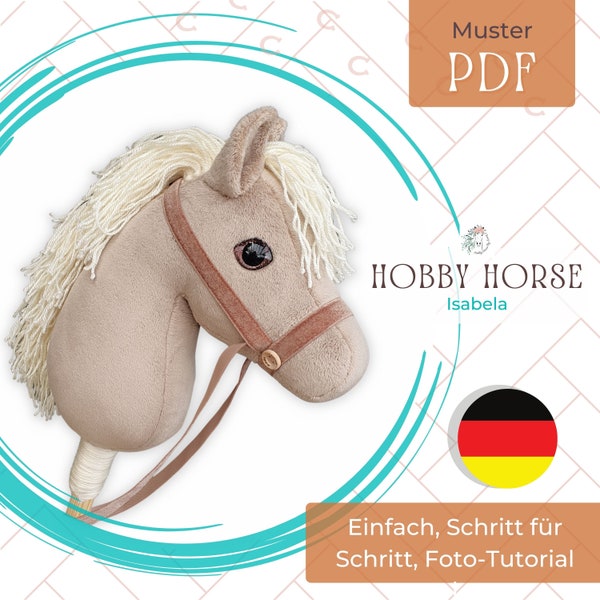 German: Hobby Horse sewing pattern, Stick pony tutorial for beginer, Cute plush animal pattern, Horse on a stick PDF, Activities for kids