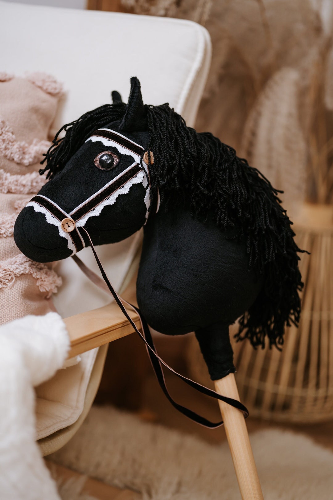 Cavallo di hobby per bambino, testa di pony peluche su un bastone, cavallo  di hobby carino per nipote, idea per festa di compleanno occidentale -   Italia