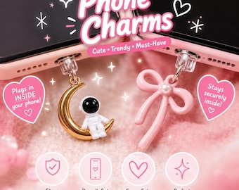 Lightning & USB-C Phone Charm Plug | Cute Dust Plug for iPhone