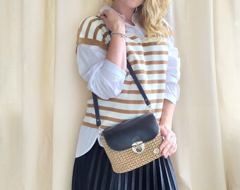 Beige classic shoulder bag,classic black crossbody purse bag small