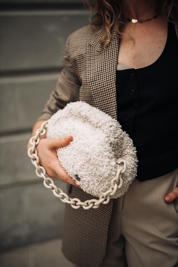 Crochet Dumpling Bag Aesthetic, Luxury Plush Cloud Bag, Handmade