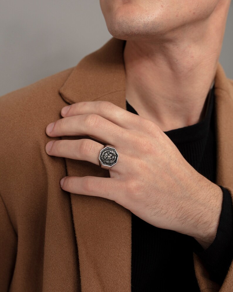 LION RING Men Ring Leo Ring Statement Ring Vintage Etsy