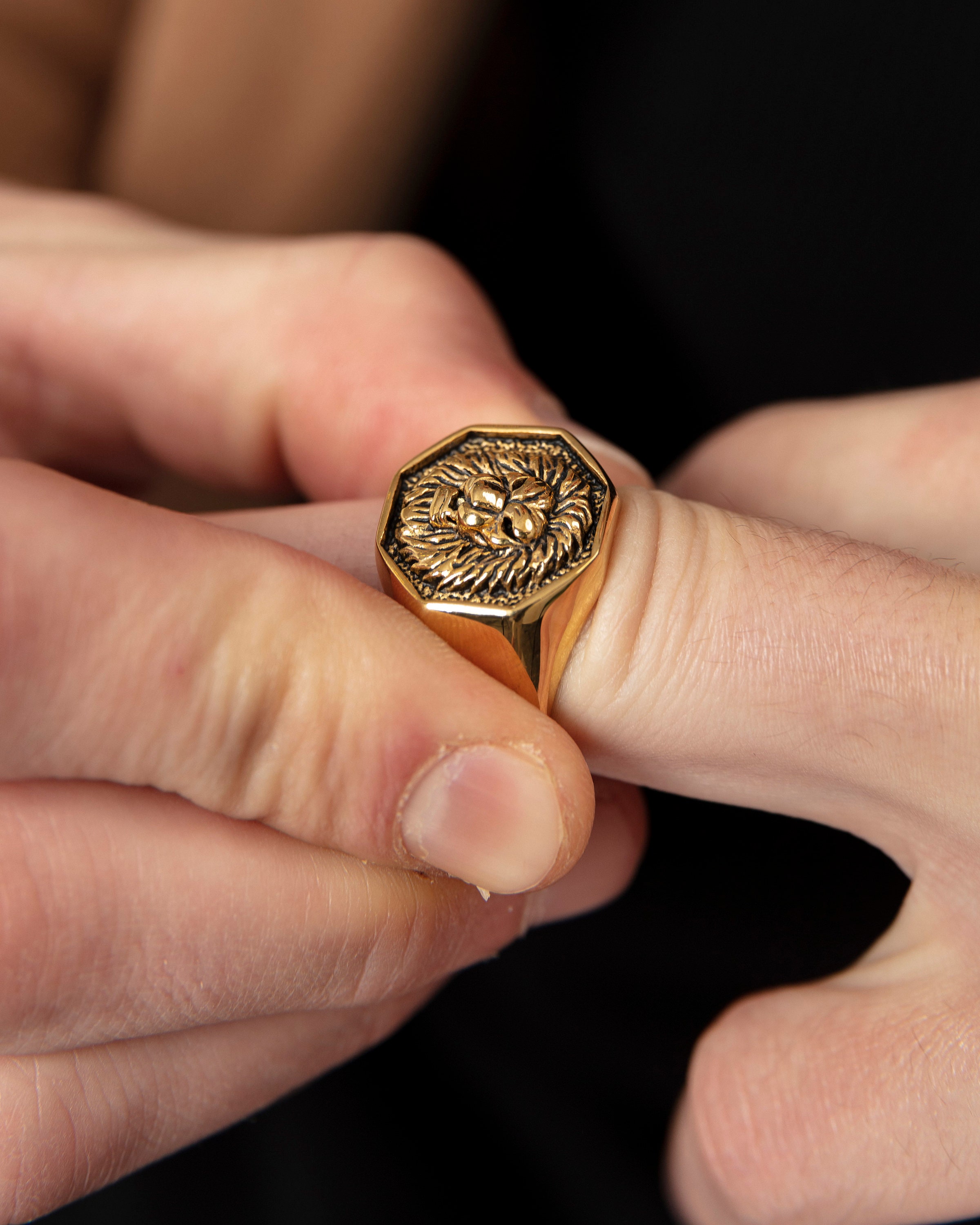 LION RING Men Ring Vintage Ring Statement Ring Etsy