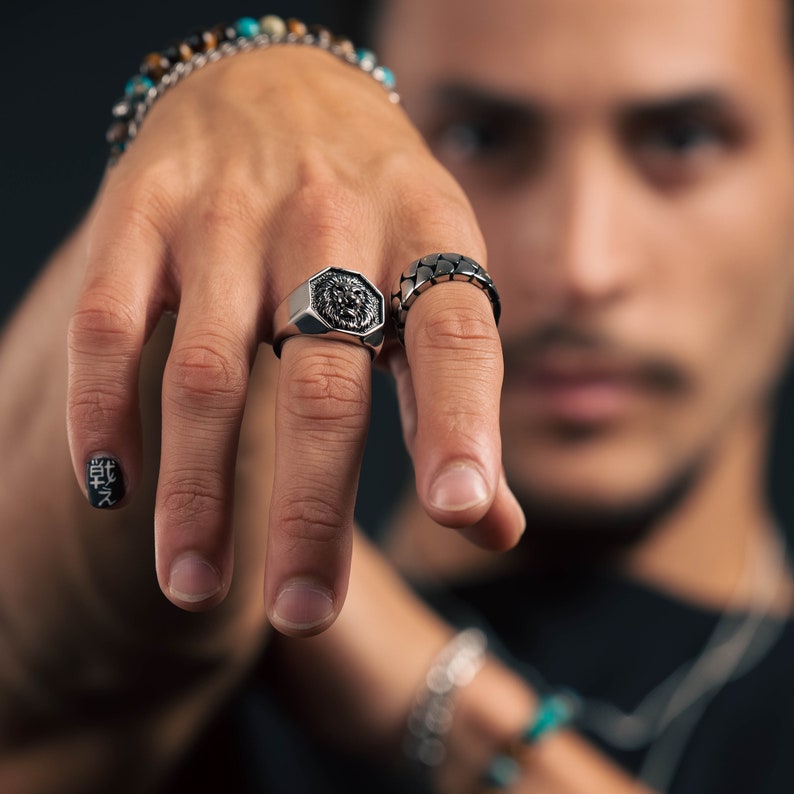 LION RING Men Ring Leo Ring Statement Ring Vintage Etsy