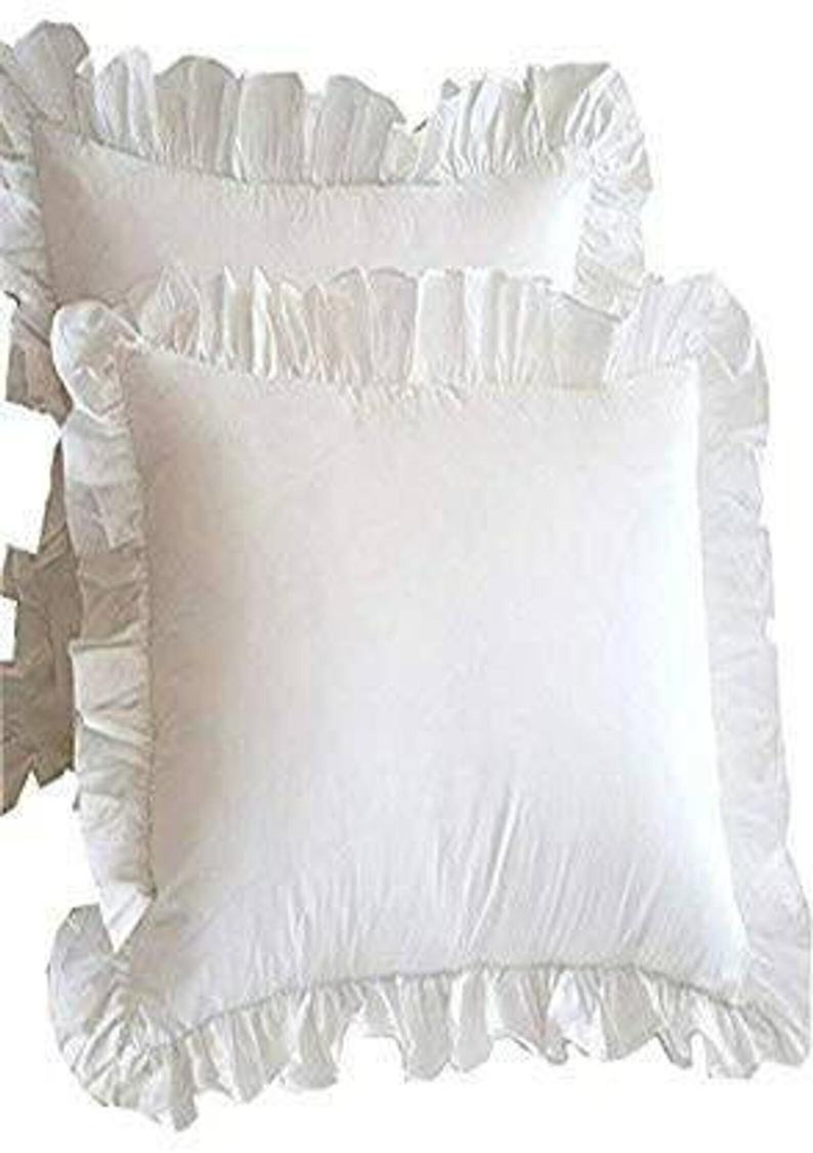 White 4 Ruffle Cotton Pillow CoverEuro Sham Ruffled Eyelet Etsy