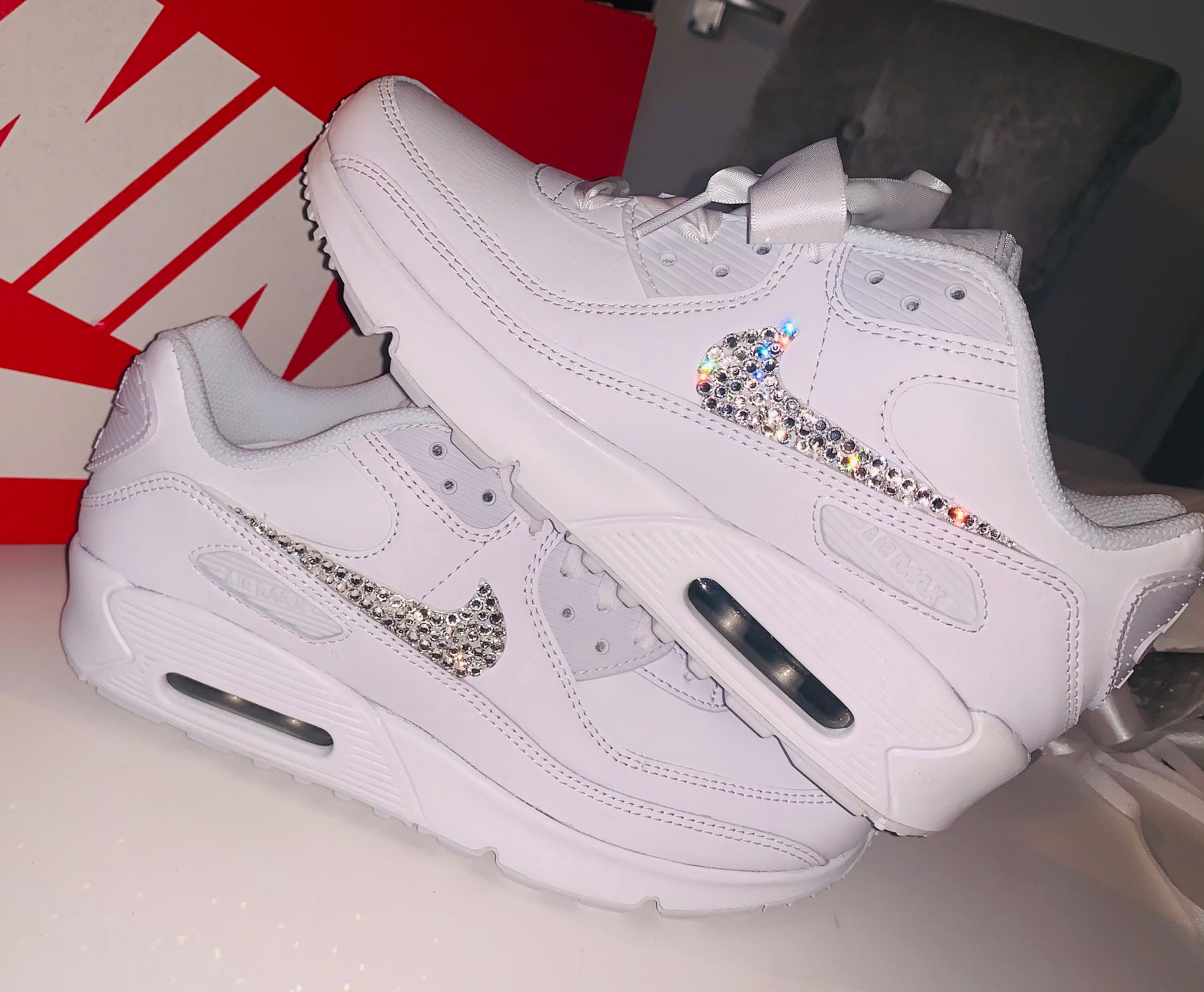 Beautiful Nike Air Max 90 Swarovski Crystal Customised Black | Etsy