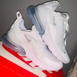 Beautiful White Nike Air Max 270 Trainers. Hand Customised With Genuine ...