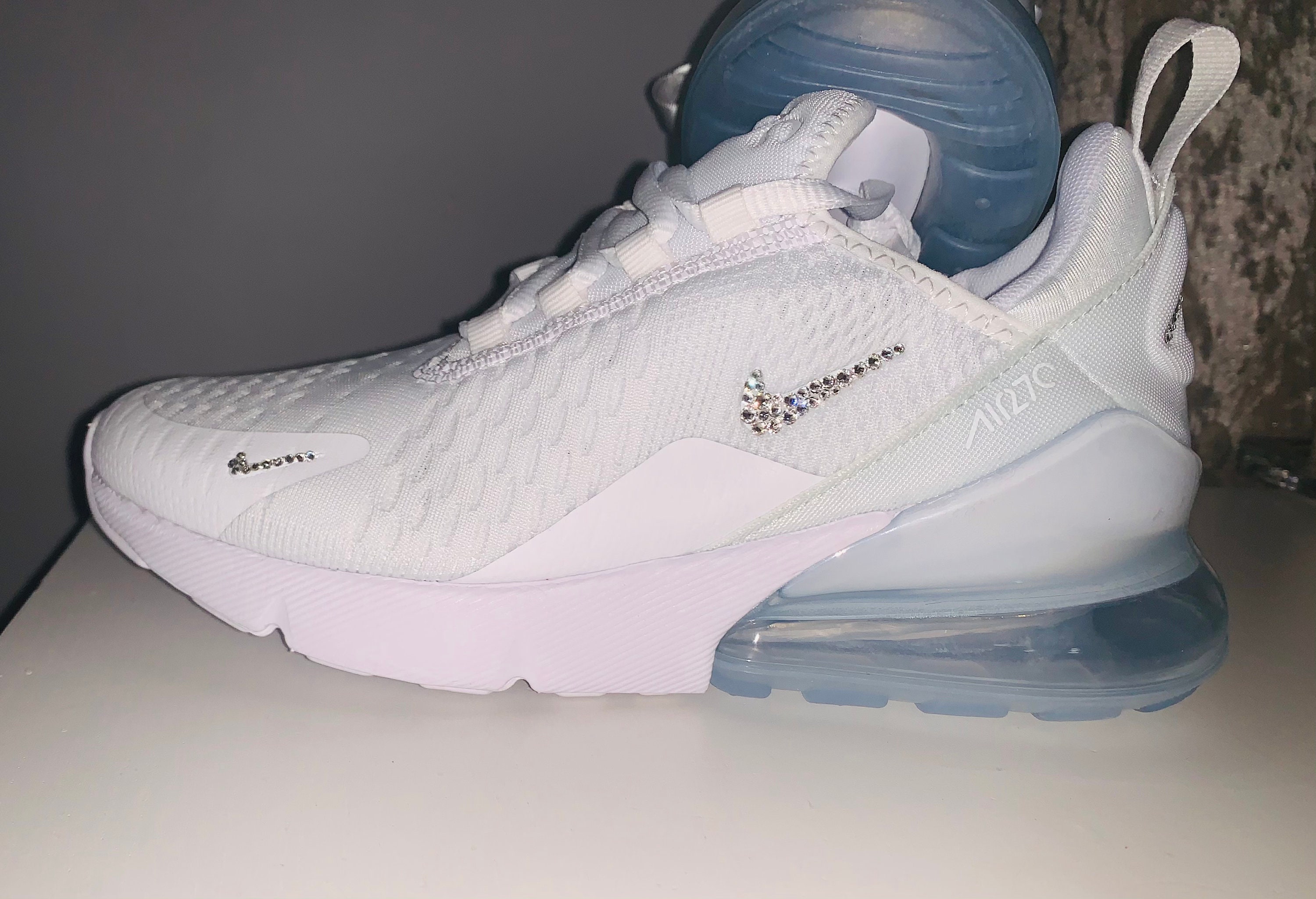 Beautiful White Nike Air Max 270 Trainers. Hand Customised | Etsy