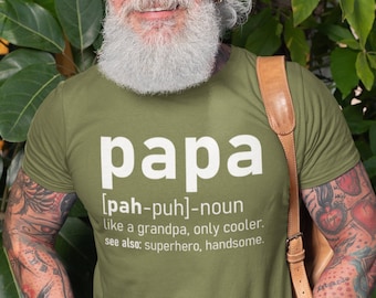 Men's Papa Shirt Papa Definition T-Shirt Father's Day Papa Shirt Papa Gifts Grandpa Shirt Superhero Cool Handsome Papa Shirt Funny Gift