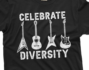 Celebrate Diversity Guitar Shirt Music Lover Gift for Guitarist Rock Shirt Electric Guitar Player Christmas Gift For Him Father's Day Gift