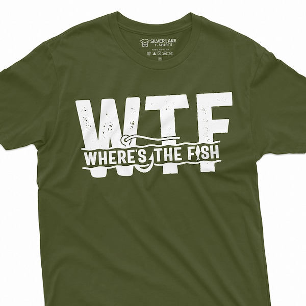 Men's Funny Fishing Shirt Funny WTF Where's The Fish T-Shirt Fishing Gifts Christmas Fishing Gifts Fisherman Present Fishing Gifts For Dad