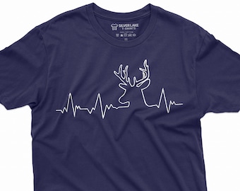 Deer Hunting Shirt Deer Pulse T-Shirt Buck Heartbeat Pulse Tee Deer Lover Shirt Hunting Men T Shirt Deer Shirt Hunter Gift