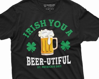 Men's Funny Irish Shirt Saint Patrick's Day Beer T-Shirt Funny Beer Shirt St Patricks Day Drinking Party Shirt For Him Dad Men Husband