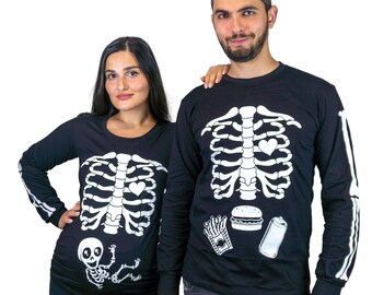 Halloween Couple Shirts Glow In The Dark Shirt Halloween Couple Costumes Pregnancy Maternity Halloween Costumes Halloween Maternity Shirt