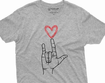 ASL Shirt I Love You Hand Tee Heart American Sign Language Shirt Sign Language Gifts for Men or Women