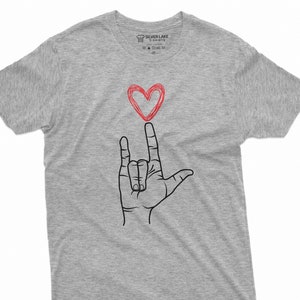 ASL シャツ I Love You ハンド T シャツ ハート アメリカ手話シャツ 男性または女性への手話ギフト