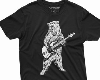 Lustiges Gitarristen Shirt Bär mit Gitarre T-Shirt lustiges Bär Shirt Musiker Geschenk Gitarrist Geburtstagsgeschenk T-Shirt Musiker Musik Band T-Shirt