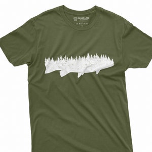 Fisch und Wald T-Shirt Fischer Shirt Wald Tshirt Fischer Geschenk Angeln Shirt Fisch Shirt Natur Shirt Angeln Liebhaber Tee