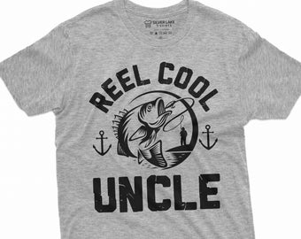 Reel Cool Uncle Shirt Oncle Fishing Gift Fisherman Tee Cool Fishing T-Shirt Fishing Lover Oncle Tshirt Oncle Anniversaire Cadeau Oncle Idées cadeaux