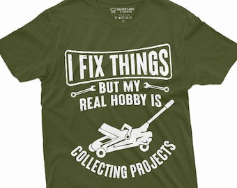 Camiseta de mecánico divertido para hombres Arreglo cosas Pero mi verdadero pasatiempo es coleccionar proyectos Camisa Mecánica Papá Regalo Día del Padre Camisa Mecánica Regalos