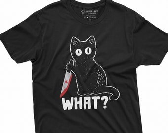 Lustiges schwarzes Katzen-Shirt Katzen-T-Shirt Mörderische Katze T-Shirt Katzenliebhaber Shirt Katzenliebhaber Katzenmutter Geschenk Halloween Geschenkideen