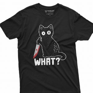 面白い黒猫シャツ、猫Tシャツ、殺人猫Tシャツ、猫好きシャツ、猫好きママへのギフト、ハロウィンギフトのアイデア