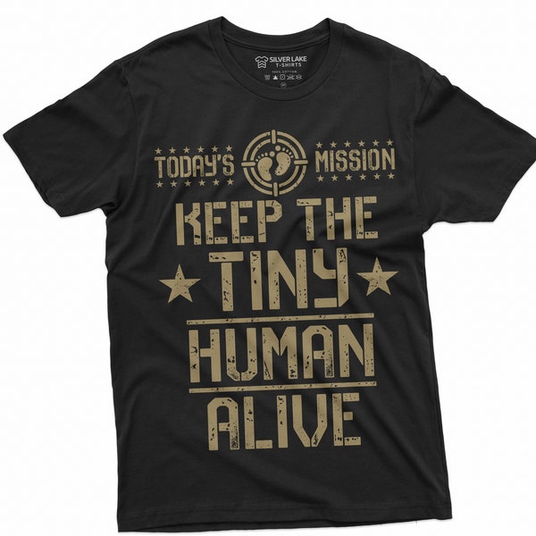 Tiny Human Tee Shirt New Father New Dad T-Shirt New Mom Tee Mom Shirt Family Shirts Gift For New Mom New Dad Keep The Tiny Human Alive Shirt