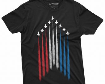 USA American Flag T-Shirt Jet Shirt 4th Of July Airplanes Tee Military Veteran Gift USA Aviation Pilot Gift Tee Fourth Of July Party Shirt