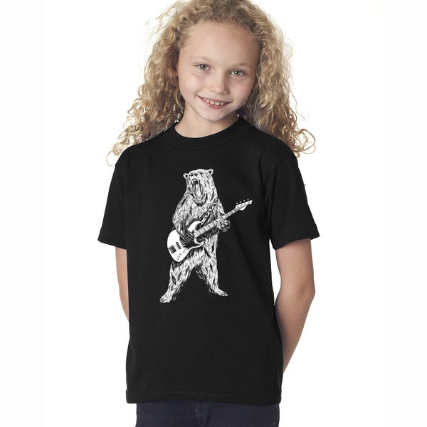 Youth Guitar T-Shirt Funny Guitar Shirt For Kids Guitar Lover Shirt Gift For Kid Bear Guitar Shirt Guitarist Kid Shirt Youth Guitar Gifts