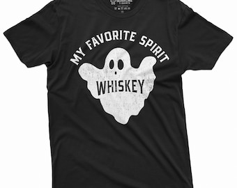 Men's Favorite Spirit Whiskey Shirt Halloween Drinking Shirts Ghost Shirts Funny Halloween Shirt Halloween Shirts For Men Spooky Shirt
