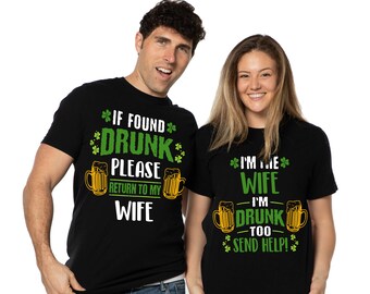Funny St Patrick's Day T-Shirt for Him and Her Matching St Patricks Day Shirts for Couples Saint Patricks Tee For Couple Drinking Party Tee