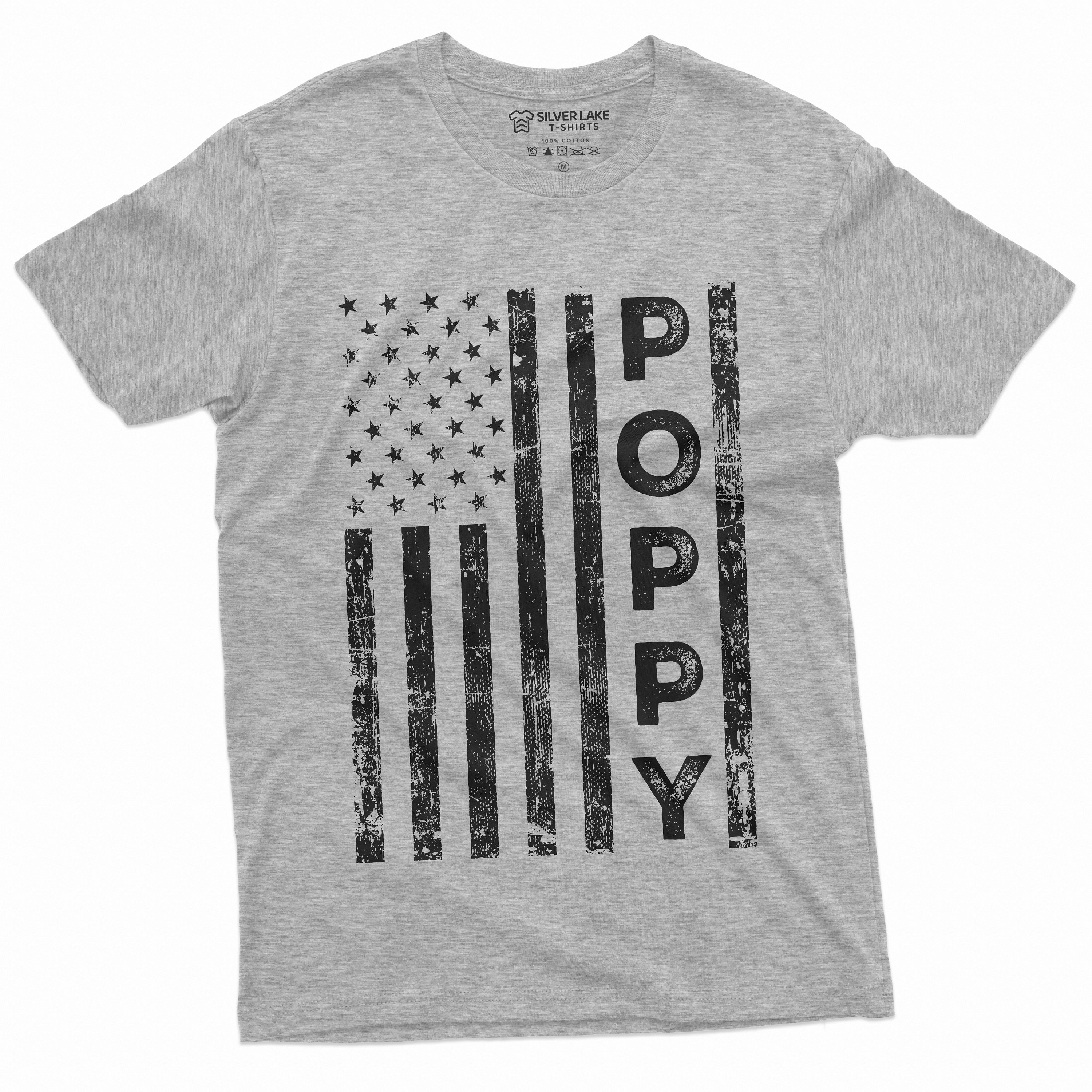 Poppy Shirt Poppy Gift Patriotic USA Flag Grandpa Poppy Tee Men