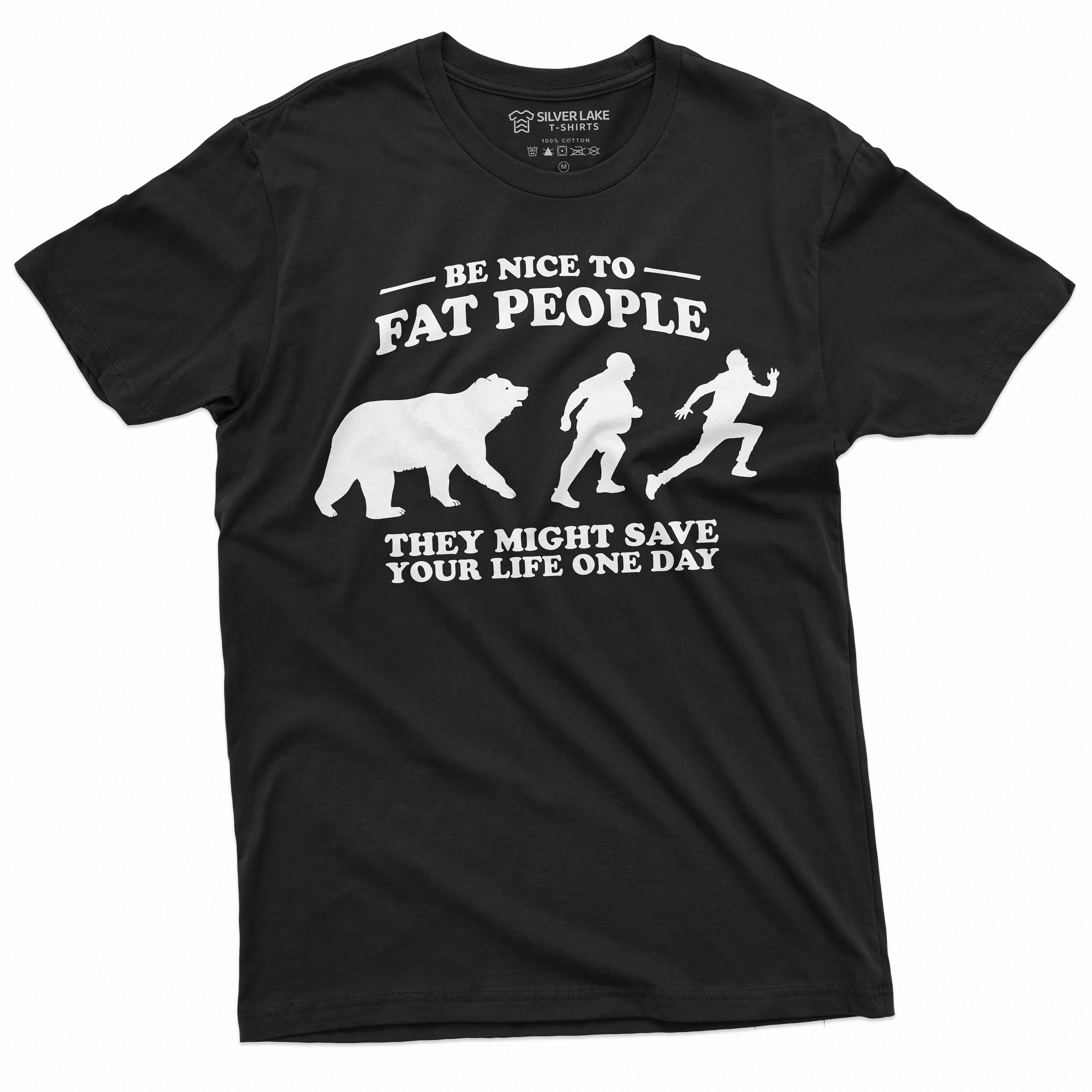 T-shirt Uomo 100% Cotone Be Nice To Fat People - Scritta Ironica, Nera, Taglie S-3XL