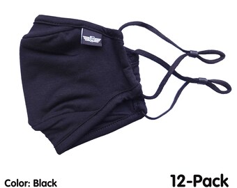 12 Pack Zwarte herbruikbare gezichtsmaskers Multi pack bamboe stof zachte verstelbare sluiting gezichtsmaskers zonder draad vereist ontwerp filter zak