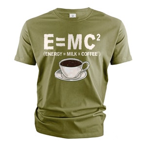 T-shirt Humour Scientifique "E=mc2 Energy Milk Coffee" Pour Femmes - Couleur Grise - Coton - Marque Gildan