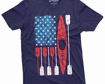 Bandera de EE.UU. Kayak Camiseta Kayak kayak kayak camiseta patriótica Kayak camisa de EE.UU. Kayaker Regalos 4 de julio Kayak