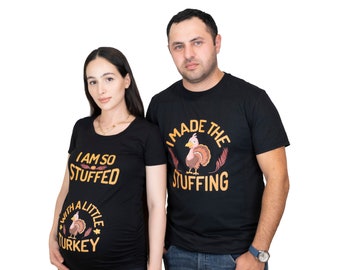 Thanksgiving Pregnancy Announcement Gifts First Time Mom Dad T-Shirt Thanksgiving Pregnancy Announcement Gifts First Time Mom Dad T-Shirt