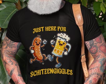 Chemise homme juste ici pour Schitzengiggles T-shirts Oktoberfest drôles Chemise Bratwurst T-shirt bière drôle Chemise Oktoberfest T-shirt boire de la bière