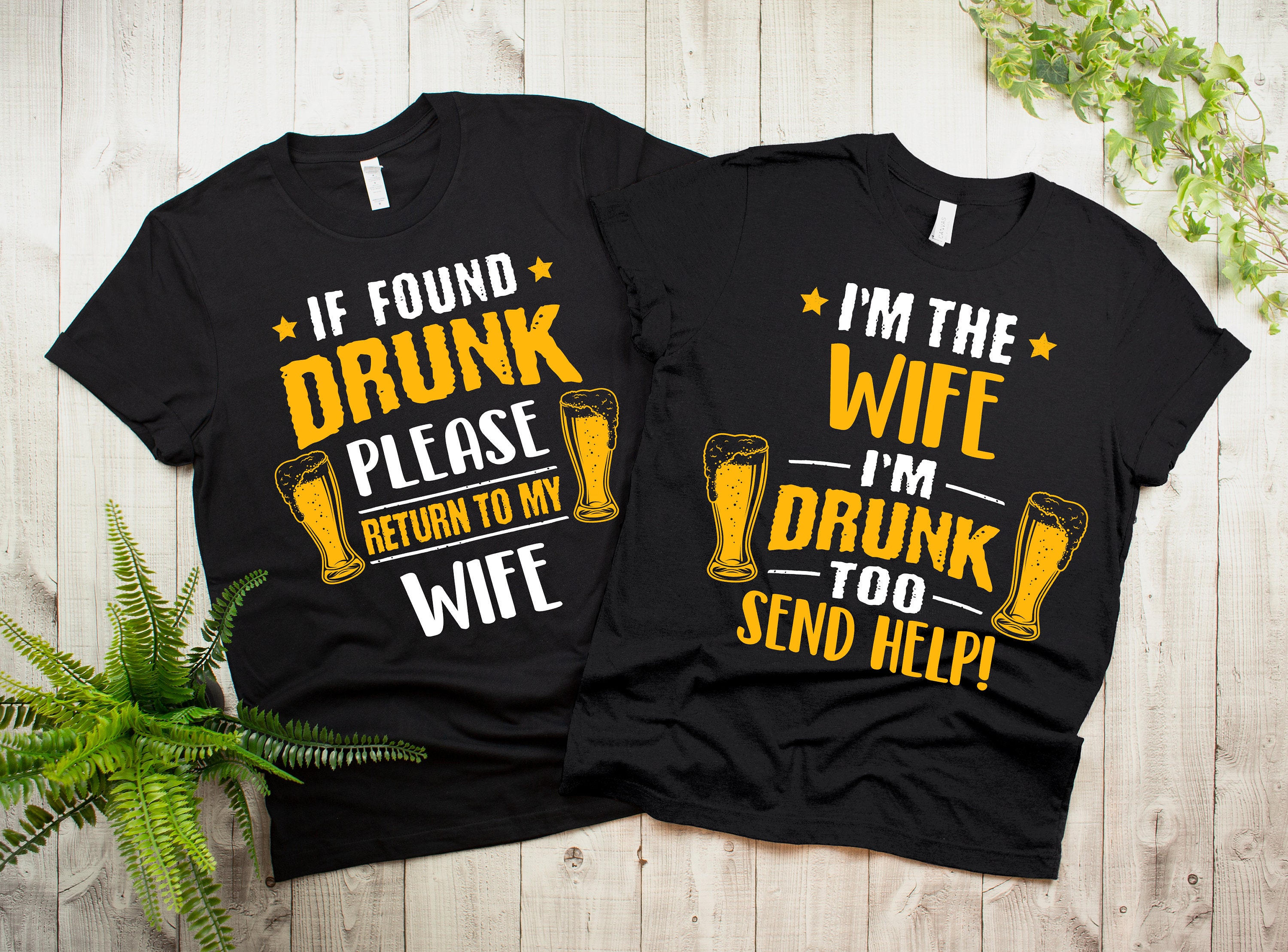 Funny Drinking Party Couple Matching T-shirt Valentine's Day Gift Tee ...